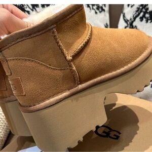 UGG Tan ultra mini new heights boots